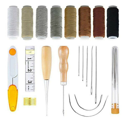#ad 21Pcs set Hand Stitching Sewing Kit Repair Needle Stitching Leather Craft Tools $8.99