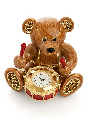 #ad Bear with Clock Trinket Box Hand made by Keren Kopal with Austrian Crystals $129.00