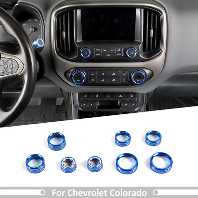 #ad 8x Blue Air con controls knobs Cover Accessories For Chevy Colorado Canyon 2014 $20.49