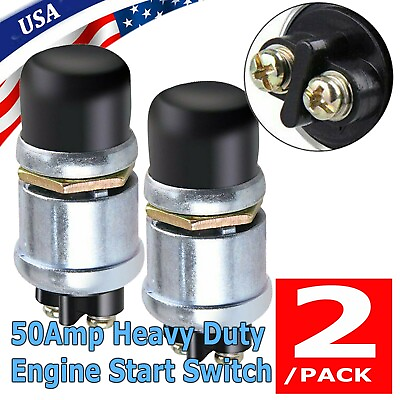#ad 2PCS 12 Volt DC Heavy Duty Start Momentary Push Button Starter Switch 50 Amps $9.99