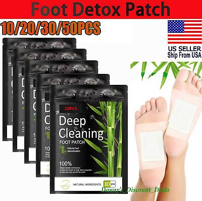 #ad 10 50pcs Foot Detox Patches Pads Toxins Deep Cleansing Herbal Organic Slimming $10.99