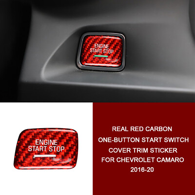Real Red Carbon Fiber One Button Start Switch Trim For Chevrolet Camaro 2016 20 $23.50