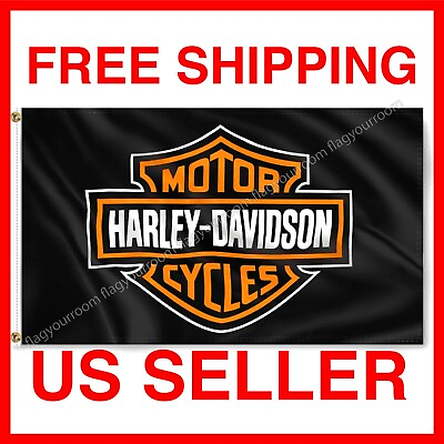 #ad Harley Davidson Logo 3x5 ft Flag Motorcycle Banner Polyester Garage Wall Sign $12.99