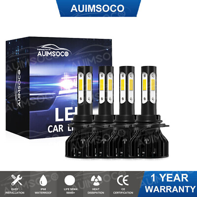 #ad 9005 HB3 9006 HB4 Combo Front LED Headlights Bulbs High Low Beam 6000K 4 Sides $39.99