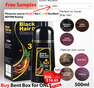 #ad Hair Dye Shampoo Instant 3 in 1 100% Grey Coverage Herbal Ingredients $17.95
