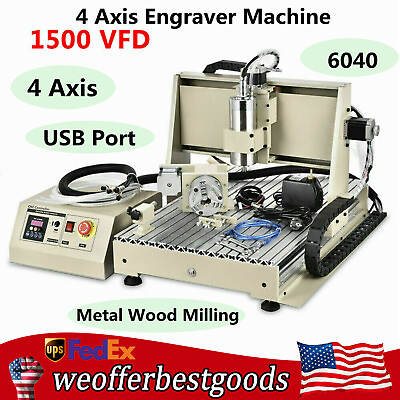 #ad USB 4 Axis CNC Router Engraver 1500W VFD Machine Metal Wood Drilling Milling $1139.05