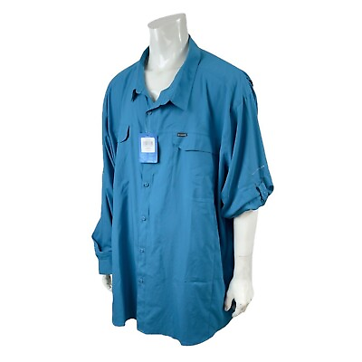 #ad Columbia Silver Ridge Lite Long Sleeved Button Down Shirt Blue Men#x27;s 6X $34.95