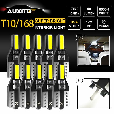 #ad 20PC AUXITO Super Bright Canbus T10 194 168 LED light Bulb xenon white 2825 Lamp $11.39