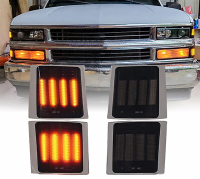#ad 4PC Smoke LED Corner Light Side Marker Lights For 94 98 Chevy C K 1500 2500 3500 $53.99