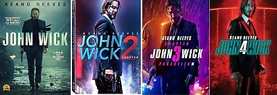 #ad John Wick Complete Keanu Reeves Movies Series Chapter 1 4 1 2 3 4 NEW DVD SET $13.89