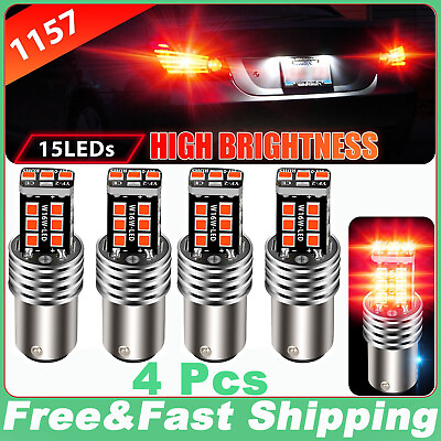 #ad 4X Bright Red 1157 LED 800LM Canbus Safety Brake Stop Tail Parking Light Bulb $8.30