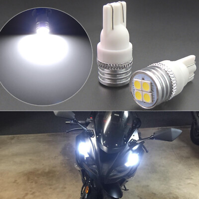 #ad 2x HID White 4 SMD 3030 2825 168 194 LED Parking Light Bulbs for Motorcycle Bike $8.00