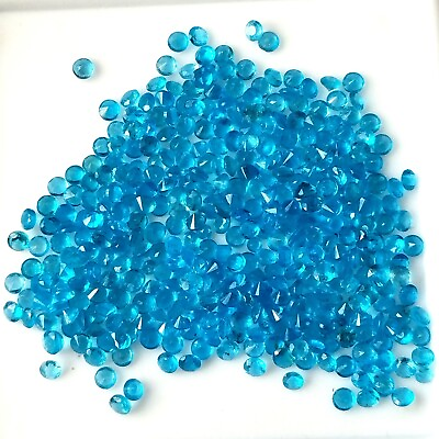#ad Apatite 2X2 mm Round Shape Blue Neon Apatite Natural Faceted Wholesale Gemstone $20.49