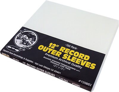 #ad 100 12quot; SUPER CLEAR 2mil Record Outer Sleeves Vinyl Bags BOPP Flush Cut 12SB02 $21.99