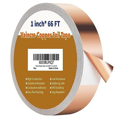 #ad 1 Inch x 66Ft Copper Foil Tape with Conductive Adhesive for Guitar EMI Shielding $16.32