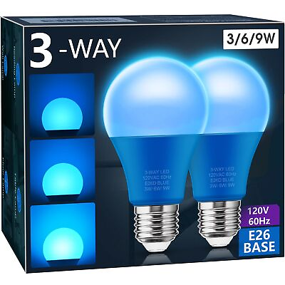 #ad 3 Way Light Bulbs 3 Way LED Light Bulbs 30 70 100W 3 6 9 Watt 2 Pack Blue $15.37