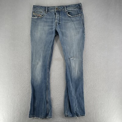 #ad Diesel Industry Zathan Mens Blue Denim Jeans Button Fly Size 34x32 Dark $49.99