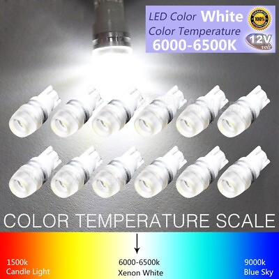#ad 12pcs T10 Wedge interior High Power 1W LED Light Bulbs Xenon White 192 168 194 $7.19