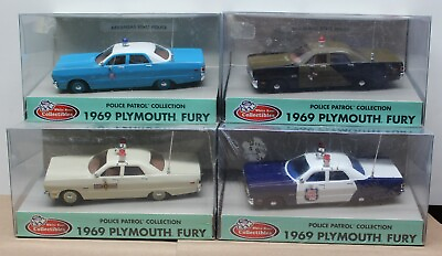 #ad 1969 PLYMOUTH FURY POLICE CARS 1 43 Scale White Rose 4 CHOICES $22.00