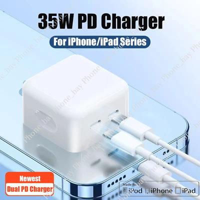 #ad 35W USB C Dual Port Fast Charger Cube PD Adapter For iPhone 14 13 12 11 Pro iPad $10.25