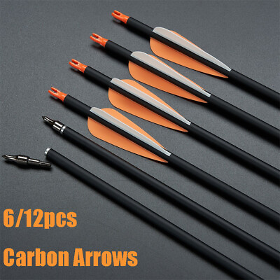 #ad #ad 30#x27;#x27; Archery Carbon Arrows Spine500 100 Grain Screw in Arrow Tips Target Hunting $18.79
