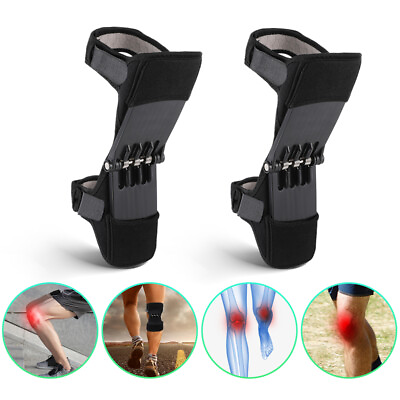 #ad 1 2x Joint Support Brace Knee Pads Booster Lift Squat Sports Power Spring Force $12.39