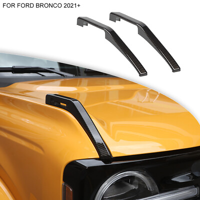 #ad Carbon Fiber Front Engine Hood Hinge Expansion Trim Cover For Ford Bronco 2021 $27.69