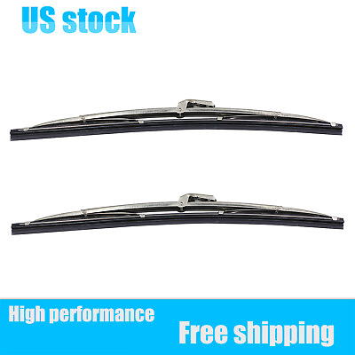 #ad Set of 2 New Front 12quot; Polished Stainless Steel Windshield Wiper Blades $16.59