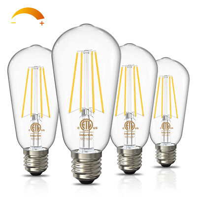 #ad ETL LED Edison Bulbs 60W Equivalent 2700K Dimmable Vintage Bulb E26 800LM 4 Pack $15.63