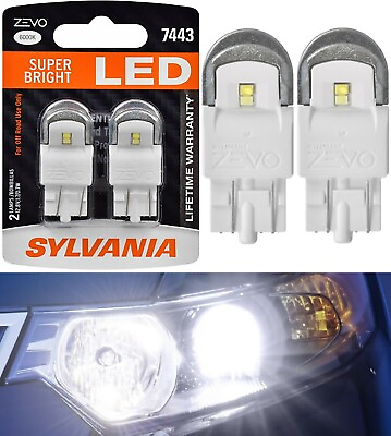 #ad Sylvania ZEVO LED Light 7443 White 6000K Two Bulbs Front Turn Signal Replacement $26.50
