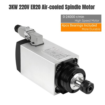#ad 3KW ER20 Air Cooled Spindle 4 Bearings Motor for CNC Router Milling Engraving $180.46