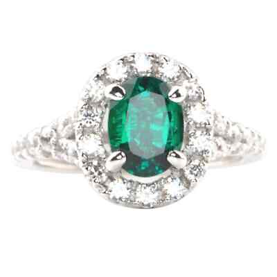 #ad 14KT White Gold 2.35 Carat Natural Zambian Emerald IGI Certified Diamond Ring $399.00