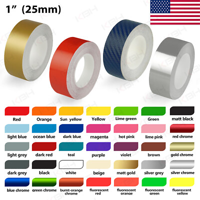 1quot; Roll Vinyl Pinstriping Pin Stripe Solid Line Car Tape Decal Stickers 25mm $11.90
