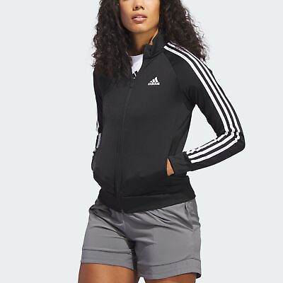 #ad adidas women Primegreen Essentials Warm Up Slim 3 Stripes Track Jacket $50.00