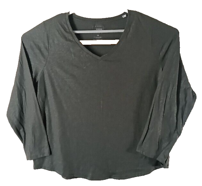 #ad Sonoma Woman#x27;s Shirt 2X Metallic Seal Gray V Neck Long Sleeve $13.95