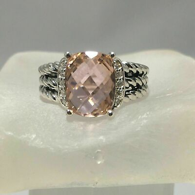 #ad Unique Fancy Engagement Ring 2.30Ct Cushion Cut Morganite 14k White Gold Finish $69.01