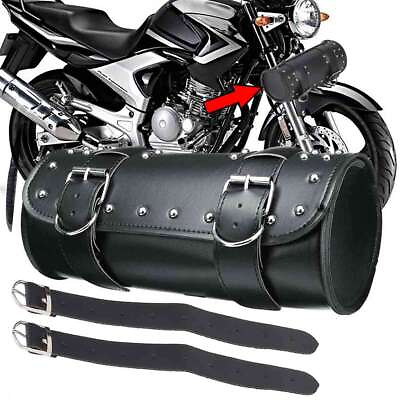 #ad Motorcycle Front Fork Tool Bag SaddleBag Storage Pouch Luggage Handlebar Leather $13.70