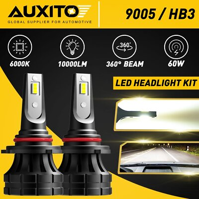#ad AUXITO White 9005 HB3 LED Bulb Headlight Conversion Kit High Beam Bright 10000LM $23.59