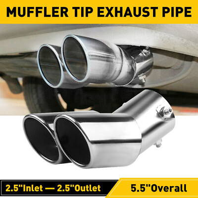 #ad Car Stainless Chrome Steel Exhaust Rear Tail Pipe Muffler Tip Round Accessories $19.37