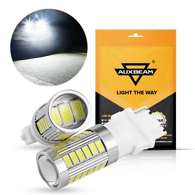 #ad AUXBEAM 2x T25 3156 LED Light Bulbs P27W LED Turn Light Bulbs 33 SMD Chips White $12.74