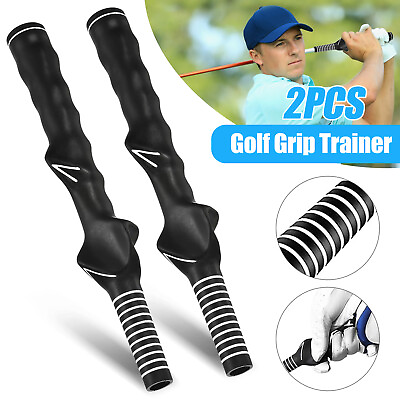 #ad 2Pcs Right Hand Golf Swing Training Grip Standard Teaching Aid Warm Up Trainer $11.48