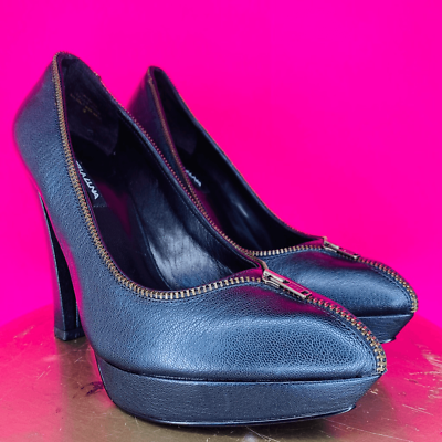 #ad Stella Luna Blue Leather Zipper Detail Pointed Toe Platform Pump Size 38 8 $38.97