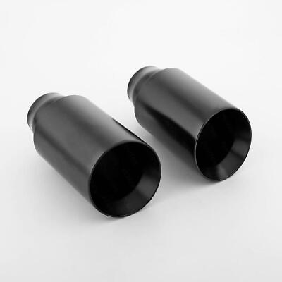 #ad Round 4quot; Out Exhaust Tips 2 1 2quot; Inlet Stainless Steel Black Painting 8quot; L 2 PCS $125.97