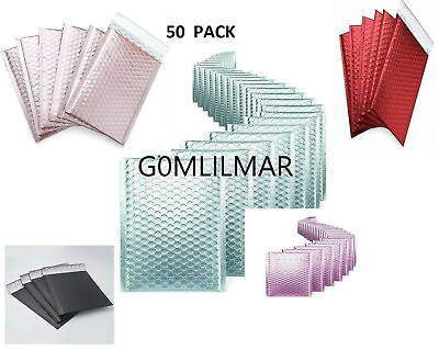 #ad 50 Pack Any Size MATTE METALLIC Extra Thick Poly Bubble Mailers Mailing Padded $44.99