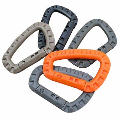 #ad 5Pcs Buckle Key Chain D Ring Snap Plastic Clip Hook Outdoor Carabiner Camping $7.77