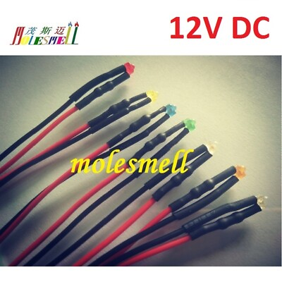 #ad 1.8mm 12V Pre Wired Red Yellow Blue Green White Orange UV Pink Warm white Leds $24.00