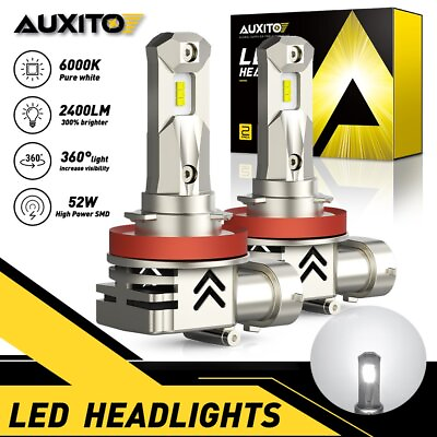#ad 2x Auxito H11 H9 LED Headlight Super Bright Bulb Kit 24000LM HIGH LOW Beam 6000K $35.14