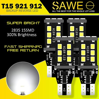 #ad 4 x SAWE T15 921 LED Back up Reverse Lights Bulb 2400LM Xenon White Error Free $8.58