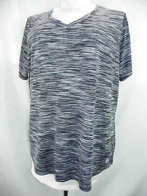 #ad RBX PERFORMANCE 2X Black Gray Poly Short Sleeve V Neck T Shirt Top EUC $12.00