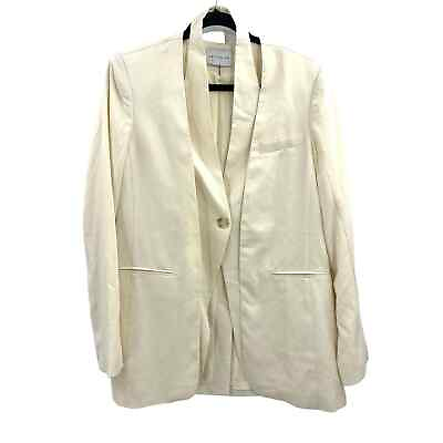 #ad Lattelier Blazer Jacket Womens size Small Smooth Linen Blend Layered Ivory $43.00